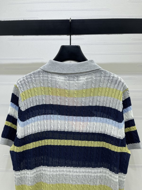 미우미우 스트라이프 칼라 니트 반팔 001-232352