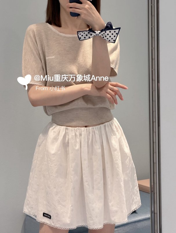 미우미우 스타일 자수 A 라인 미니스커트 001-232391