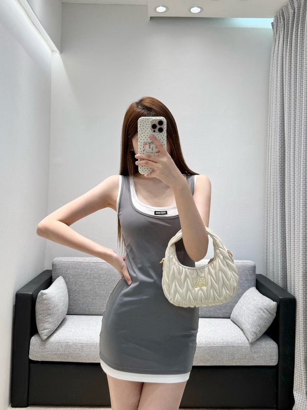 미우미우 컬러 블록 가짜 투피스 힙스커트 원피스 001-232472
