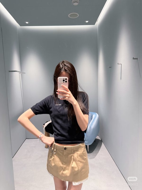미우미우 카키색 플리츠 스커트 001-232497