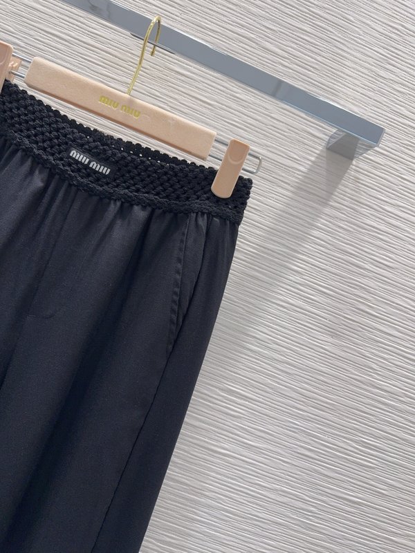 미우미우 레트로 우아한 텍스처 롱팬츠 001-232504