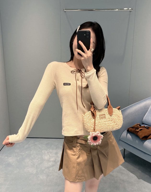 미우미우 스타일 카멜 브라운 플리츠 스커트 001-232520