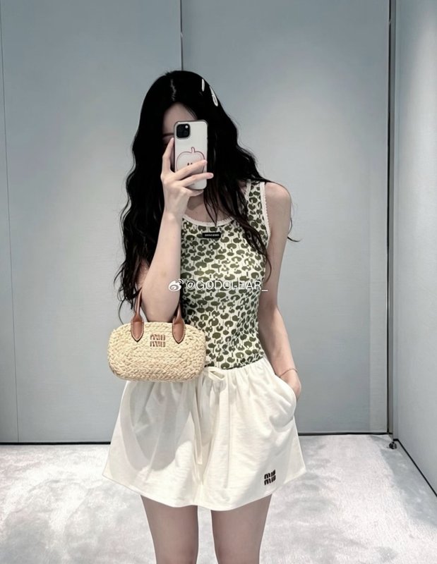 미우미우 빈티지 그린 올오버 프린트 레이스 조끼 001-232532