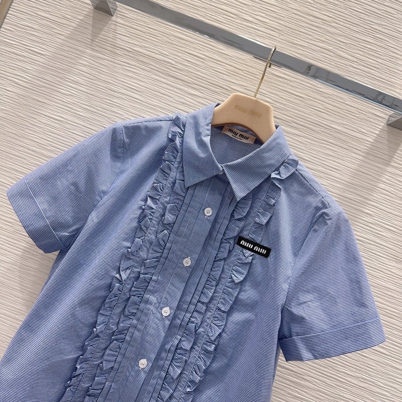 미우미우 스위트 러플 칼라 숏 셔츠 001-232547
