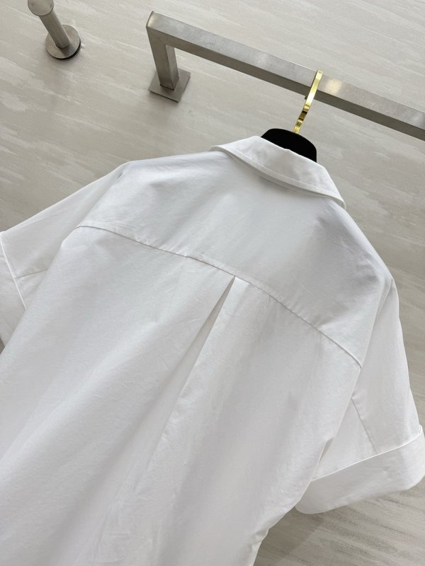 미우미우 스타일 블루 입체 꽃 진주 셔츠 001-232586