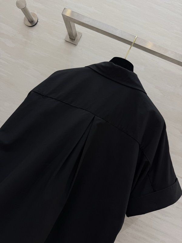미우미우 스타일 블루 입체 꽃 진주 셔츠 001-232587