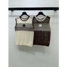 샤넬 빈티지 스트라이프 라운드 니트 조끼 001-232715
