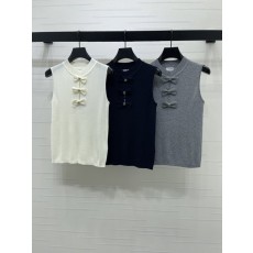 샤넬 스탠딩 리본 니트 조끼 001-232720