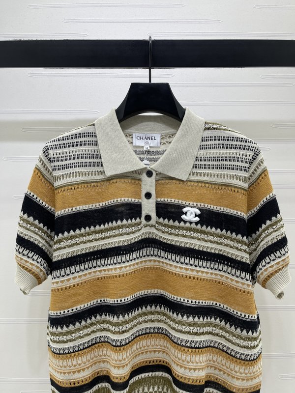 샤넬 빈티지 스트라이프 칼라 니트 반팔 001-232734
