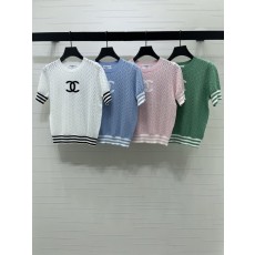 샤넬 다이아몬드 무늬 니트 반팔 티셔츠 001-232764