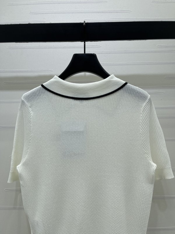 컬러 블록 칼라 니트 반팔 티셔츠 001-232765