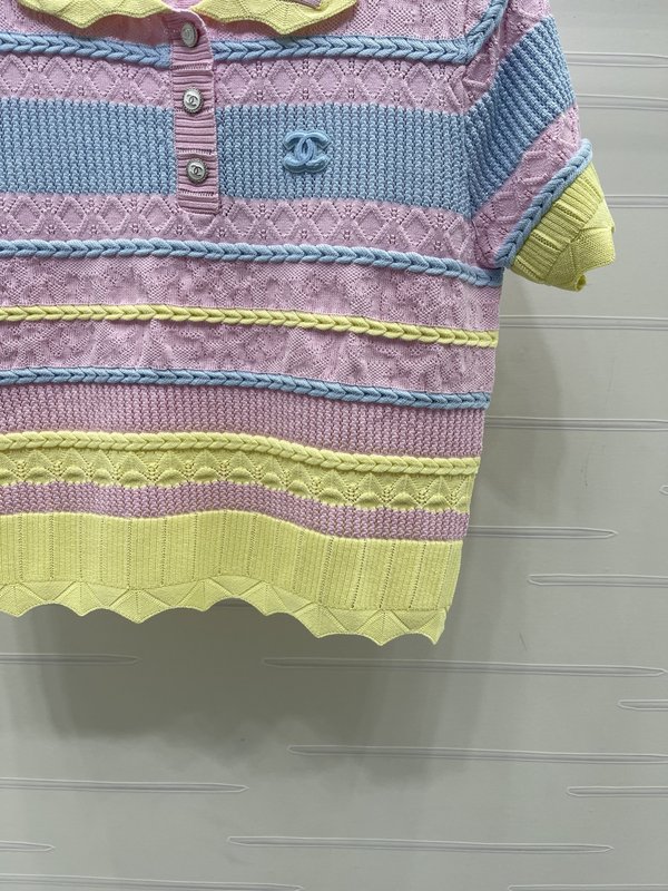 샤넬 칼라 스트라이프 니트 반팔 001-232769
