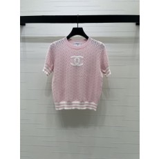 샤넬 다이아몬드 무늬 니트 반팔 티셔츠 001-232778