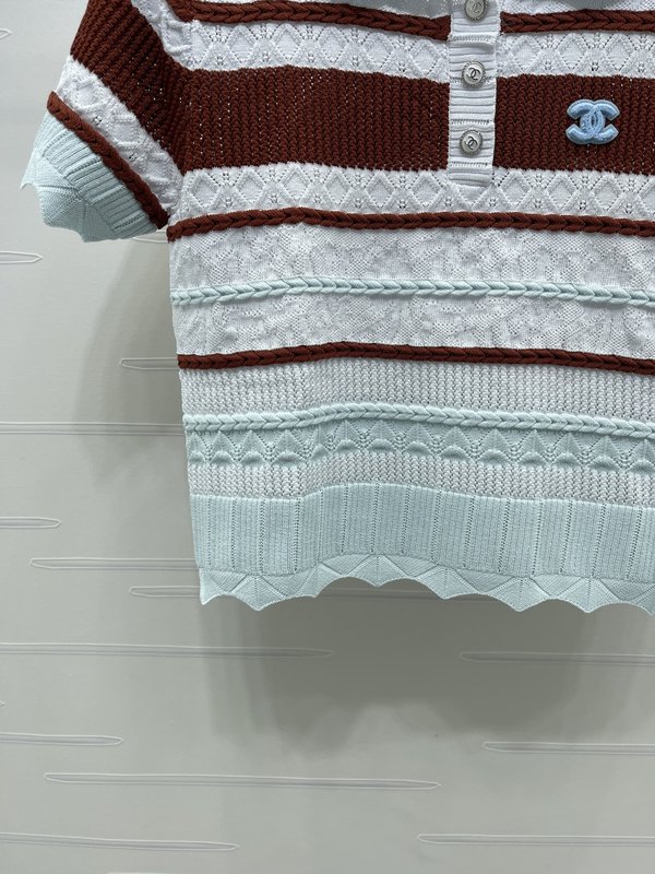 샤넬 칼라 스트라이프 니트 반팔 001-232782