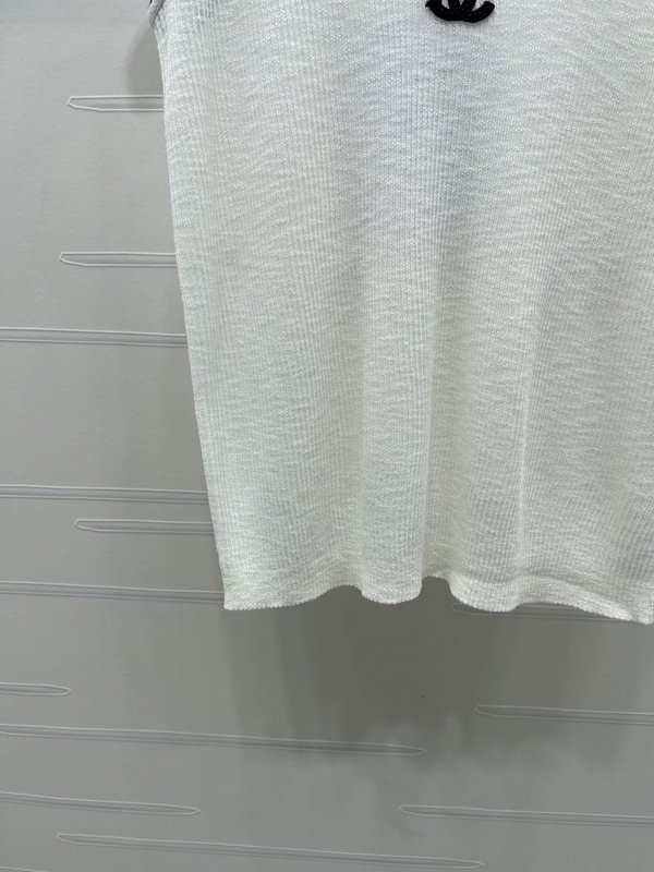 샤넬 컬러 블록 U 넥 니트 조끼 001-232824