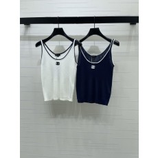 샤넬 컬러 블록 U 넥 니트 조끼 001-232824