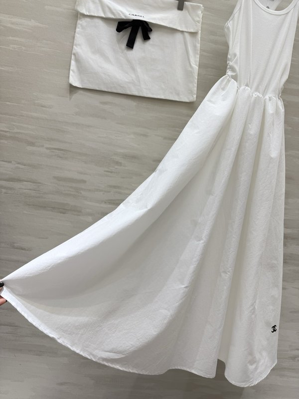 샤넬 심플 조끼 목 조임 허리 라인 원피스 001-232954