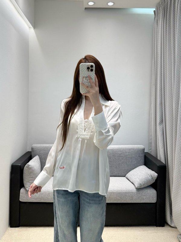 샤넬 새틴 레이스 자수 셔츠 001-232966