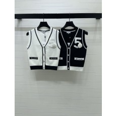 샤넬 V 넥 스트라이프 니트 조끼 001-233001