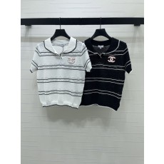 샤넬 스트라이프 오픈워크 니트 반팔 001-233016