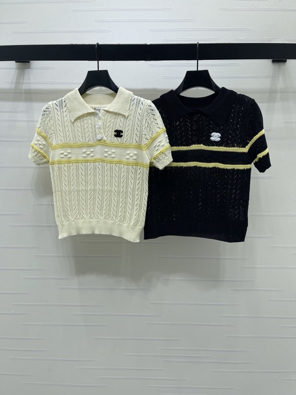 샤넬 칼라 니트 반팔 티셔츠 001-233035