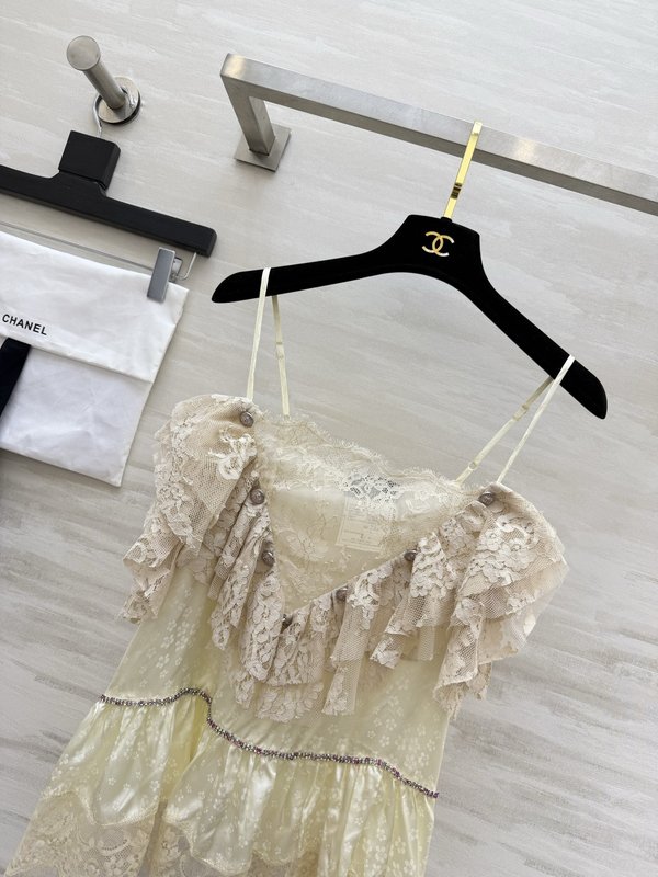 크림 베이지 레이스 민소매 원피스 001-233048