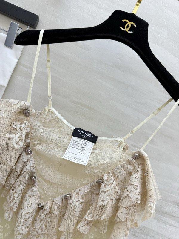 크림 베이지 레이스 민소매 원피스 001-233048