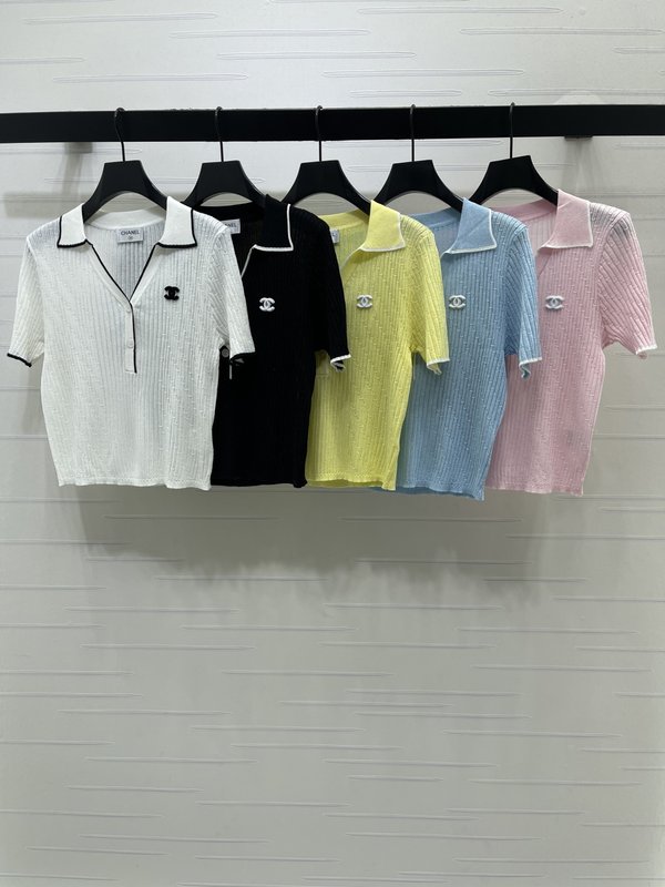 샤넬 칼라 니트 반팔 티셔츠 001-233127