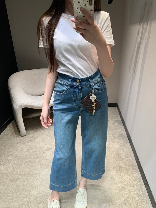 루이비통 메탈 플라워 체인 가방 데님 팬츠 001-233150