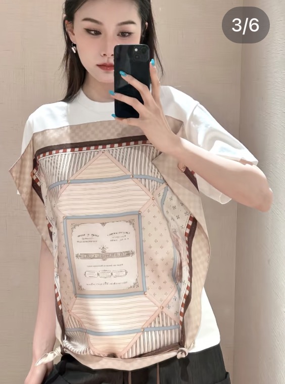 루이비통 봄여름 신상 스카프 프린트 면 상의 001-233195