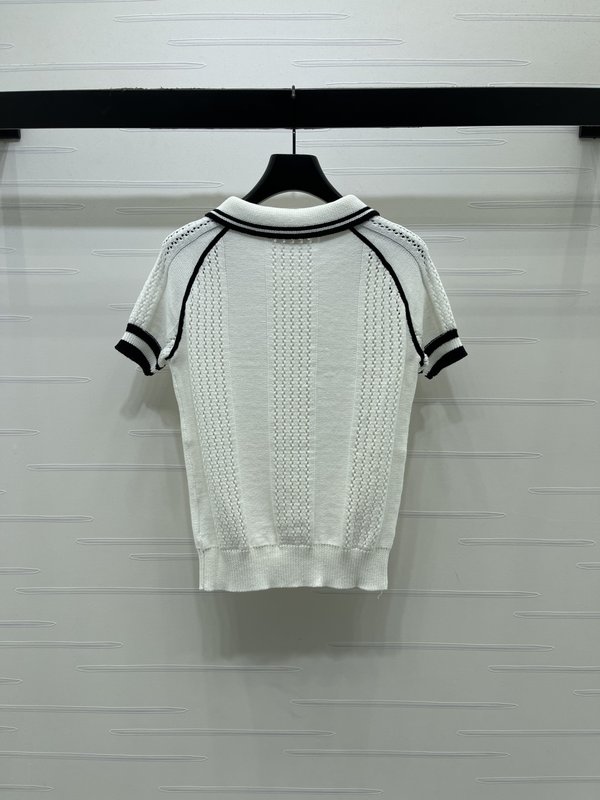 루이비통 래글런 칼라 스트라이프 니트 반팔 티셔츠 001-233227