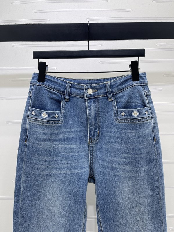 루이비통 자수 마이크로 플레어 데님 팬츠 001-233232