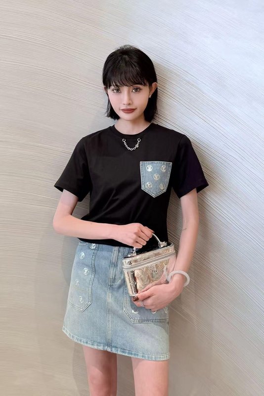 루이비통 스팽글 포켓 체인 반팔 티셔츠 001-233238