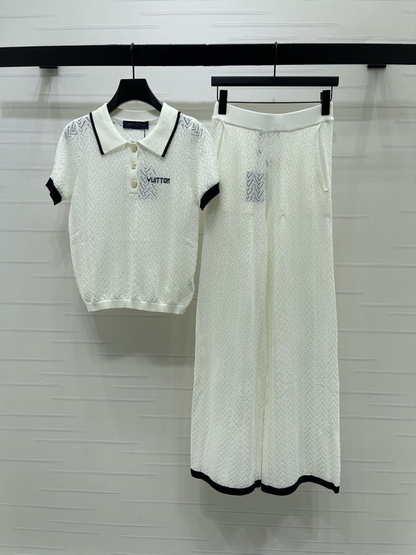 루이비통 니트 칼라 반바지 긴바지 세트 001-233299