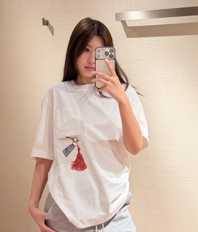 루이비통 키 프린트 프린지 루즈핏 반팔 티셔츠 001-233348