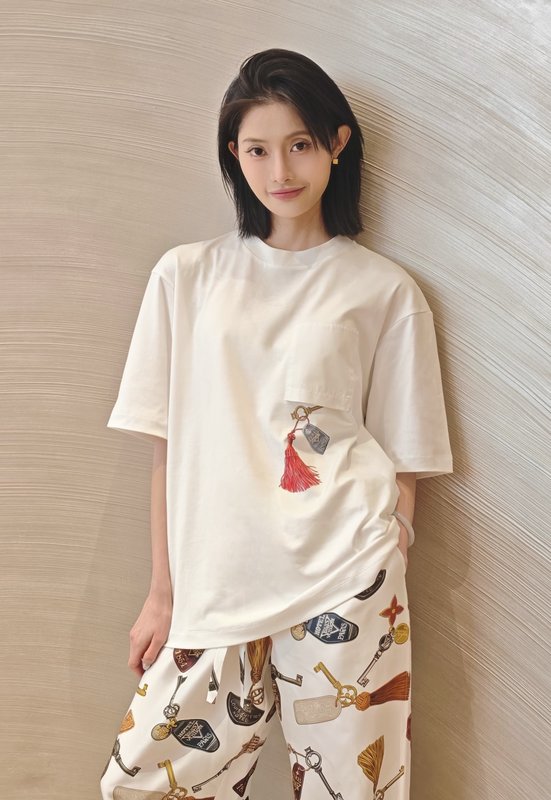 루이비통 키 프린트 프린지 루즈핏 반팔 티셔츠 001-233348