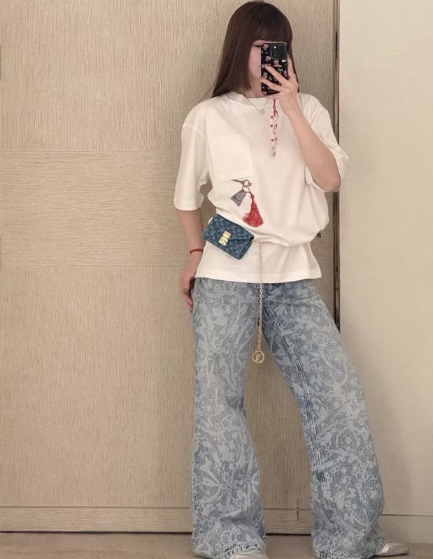 루이비통 키 프린트 프린지 루즈핏 반팔 티셔츠 001-233348