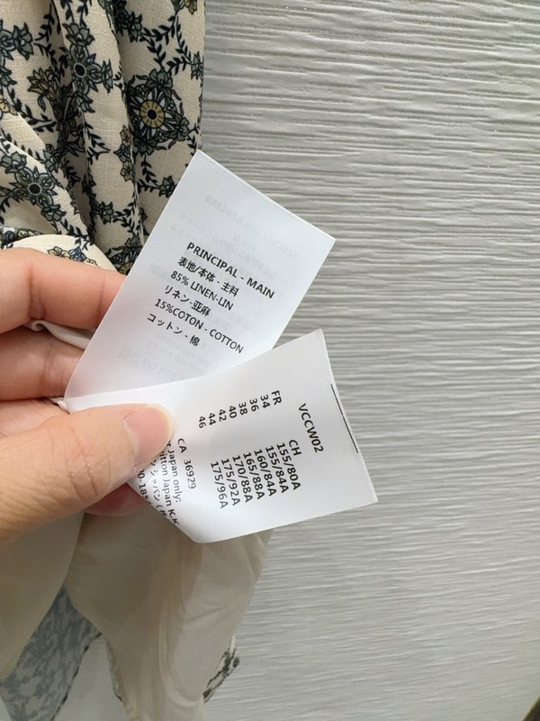 플러프 칼라 드롭 숄더 끈 조임 린넨 프린트 원피스 001-233350