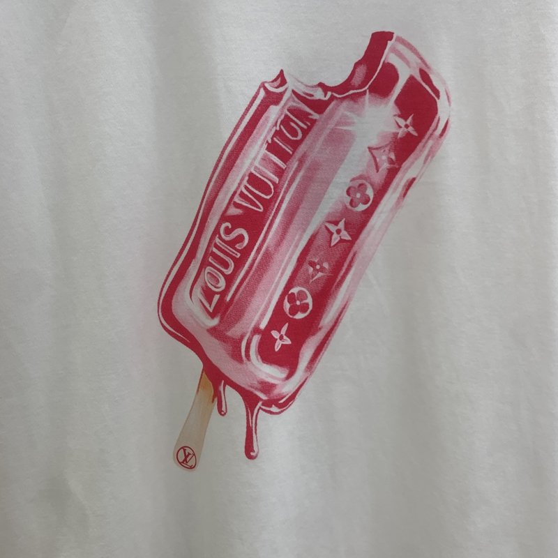 루이비통 프린트 레터 아이스크림 패턴 반팔 티셔츠 001-233410