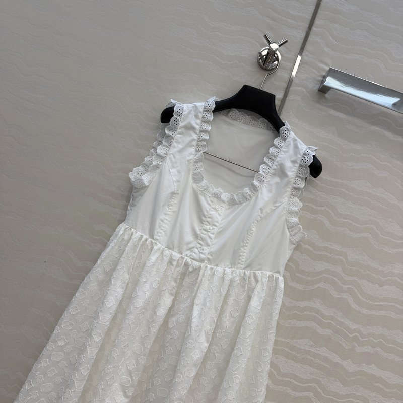 루이비통 모노그램 자수 U 넥 민소매 원피스 001-233492