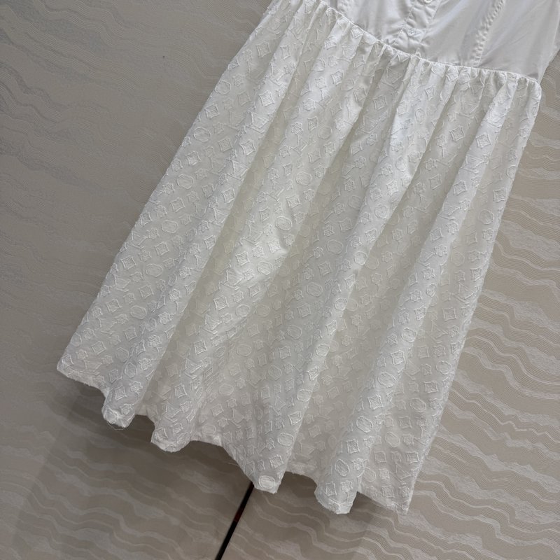 루이비통 모노그램 자수 U 넥 민소매 원피스 001-233492