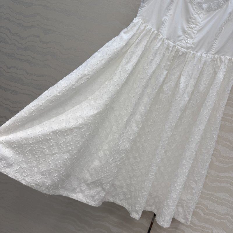루이비통 모노그램 자수 U 넥 민소매 원피스 001-233492