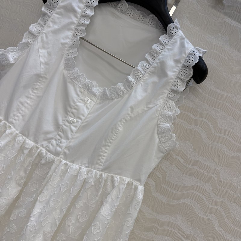 루이비통 모노그램 자수 U 넥 민소매 원피스 001-233492