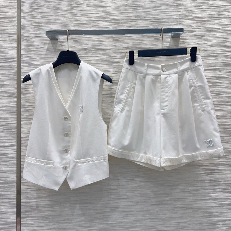 심플 올드머니 스타일 조끼 숏팬츠 세트 001-233494