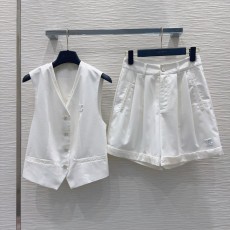 심플 올드머니 스타일 조끼 숏팬츠 세트 001-233494
