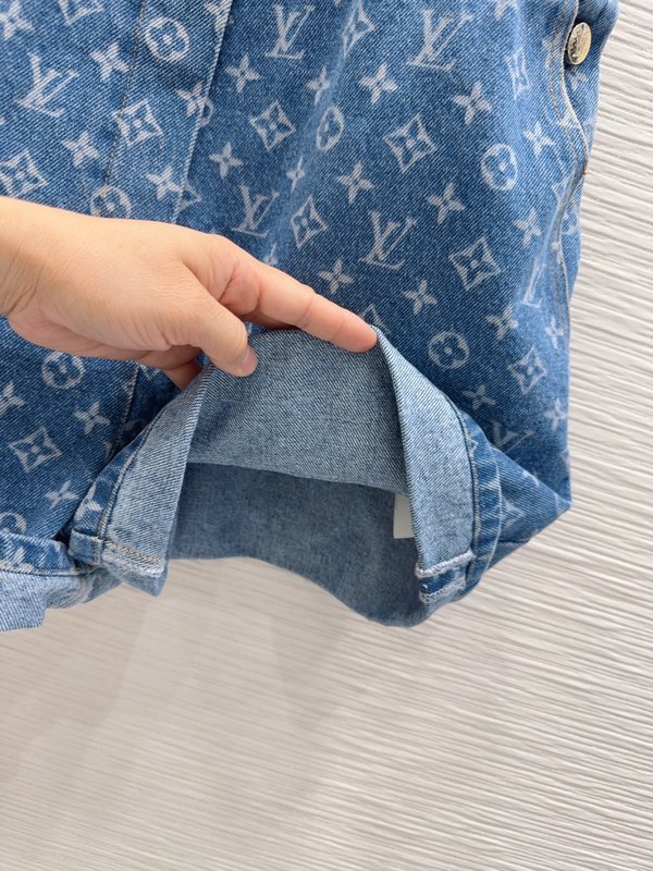 루이비통 데님 프린트 데님 오버롤 드레스 001-233497