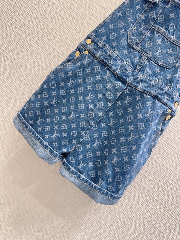 루이비통 데님 프린트 데님 오버롤 드레스 001-233497