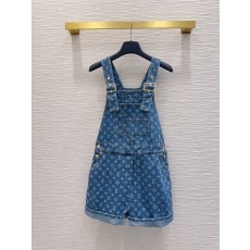 루이비통 데님 프린트 데님 오버롤 드레스 001-233497