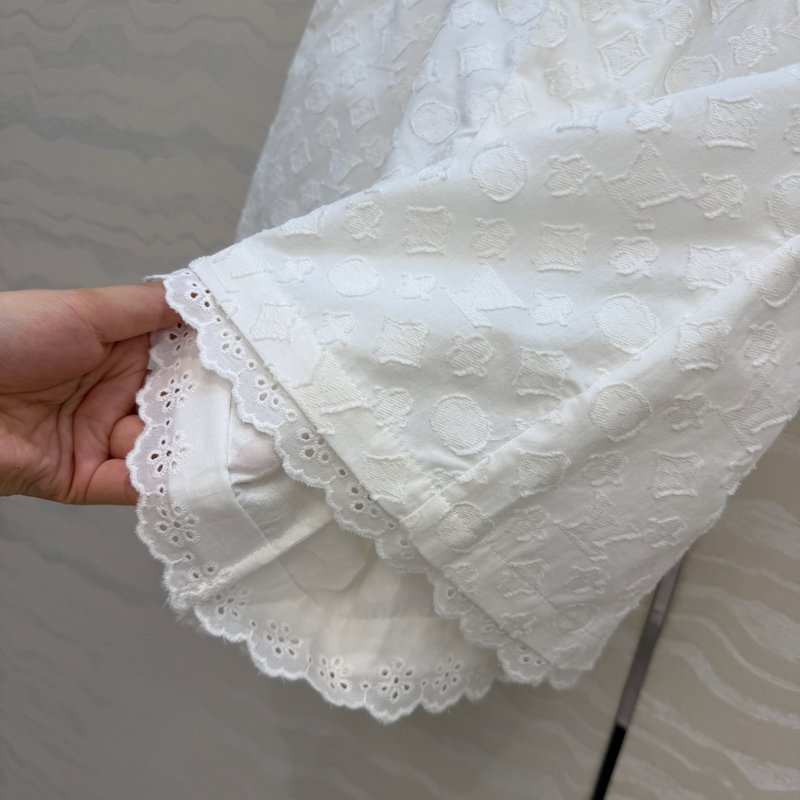 루이비통 화이트 모노그램 자수 레이스 쇼츠 001-233498