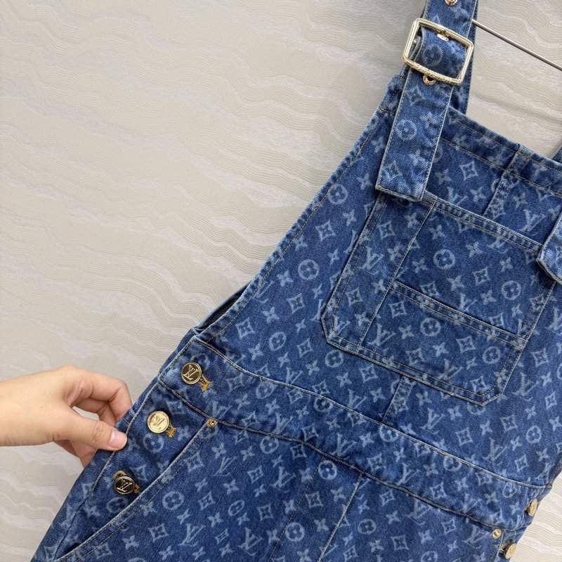 레트로 워싱 블루 데님 오버롤 팬츠 001-233507
